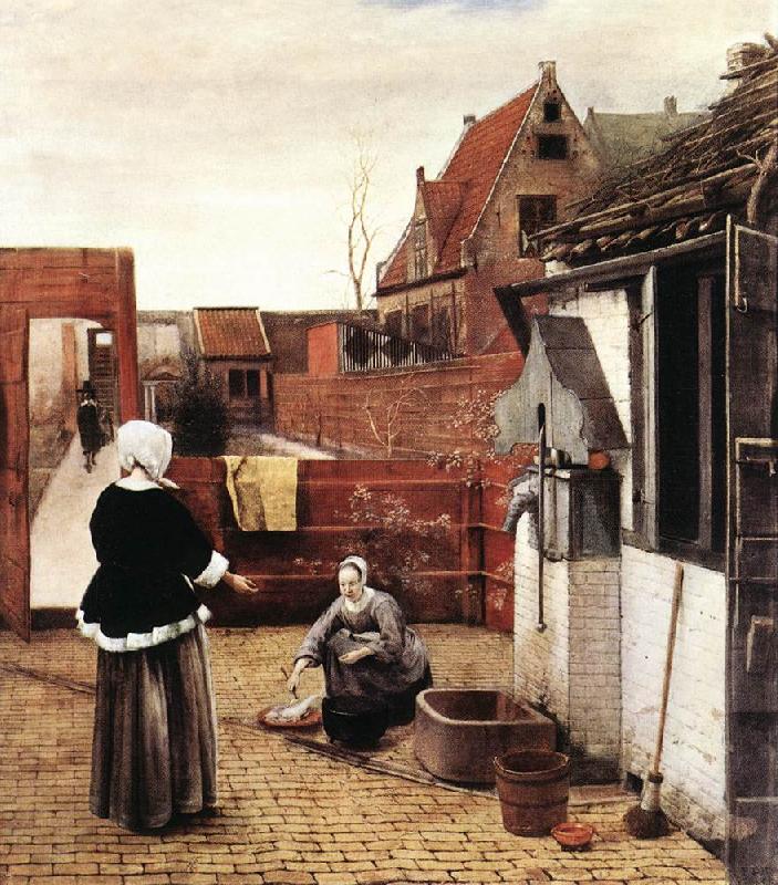 HOOCH, Pieter de Woman and Maid in a Courtyard st France oil painting art